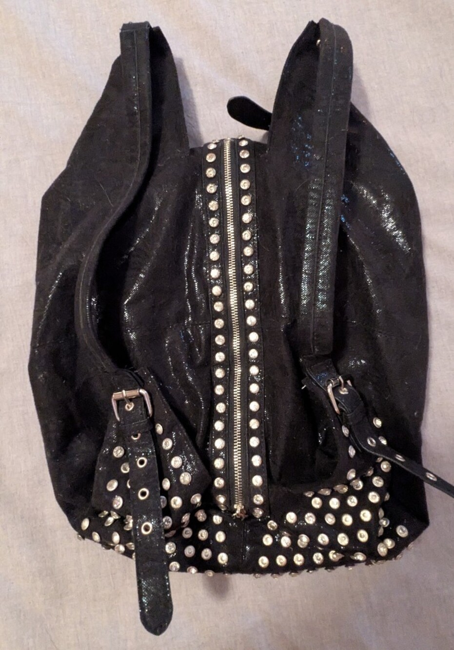 VENETO Black Studded Women’s Shoulder Bag - Fashion Backpack